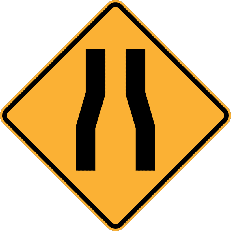 Road Narrows Sign       RD213