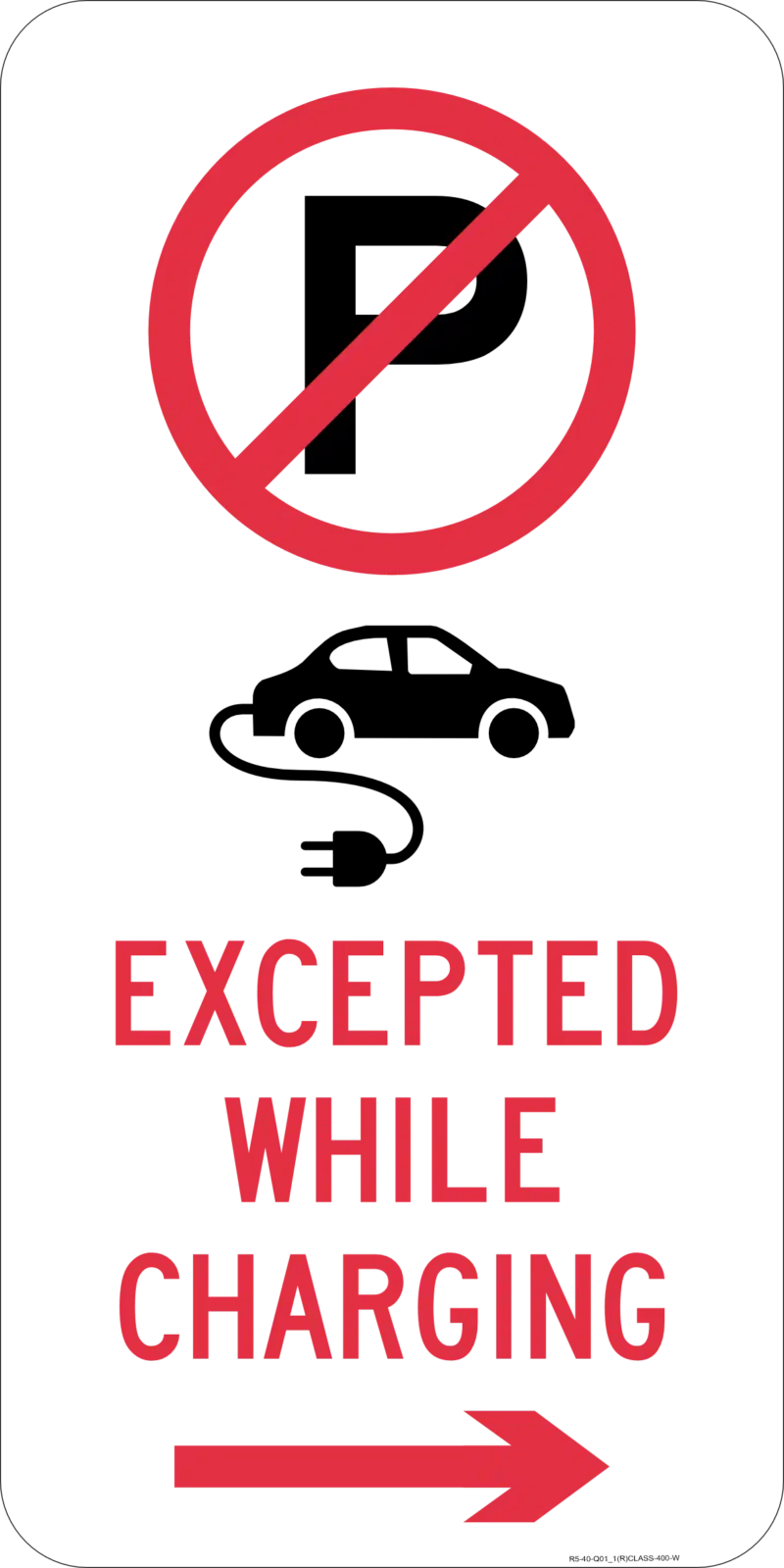 R5-40-Q01_1 No Parking - Electric Vehicles Excepted While Charging - QLD Only