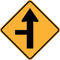 W2-4(L) Side Road Intersection on Straight (left symbolic)