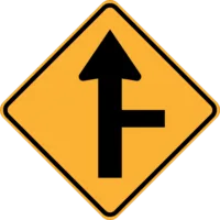W2-4(R) Side Road Intersection on Straight (right symbolic)
