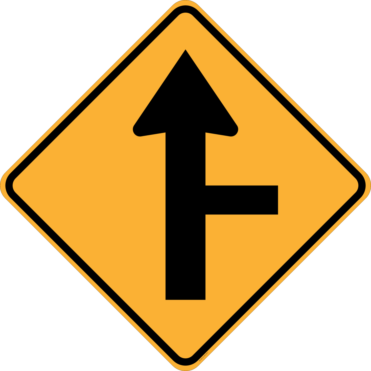 W2-4(R) Side Road Intersection on Straight (right symbolic)