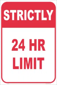 24 Hour Parking Limit sign RD625