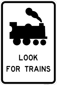 W7-14-5 Pedestrian Railway Crossing Look For Trains