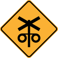 W7-4 Rail Crossing Flashing Signals Ahead (symbolic)
