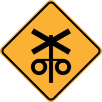 W7-4 Rail Crossing Flashing Signals Ahead (symbolic)