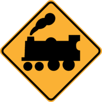 W7-7(L) Railway Crossing Ahead (Passive Control) (left symbolic)