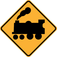 W7-7(L) Railway Crossing Ahead (Passive Control) (left symbolic)