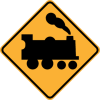 W7-7(R) Railway Crossing Ahead (Passive Control) (right symbolic)