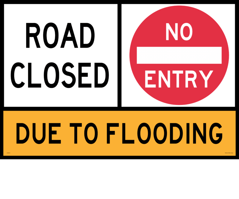 Road Closed due to Flooding Sign with Stand A400344 - Image 2