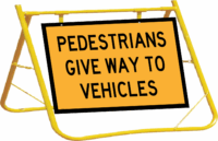 Pedestrians Give Way Sign and Stand A400345