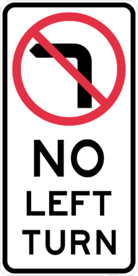 R2-6n(L) No Left Turn Sign - NSW