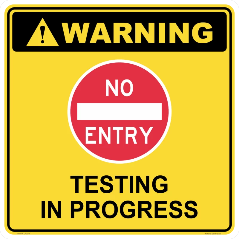 No Entry Testing in Progress Sign with Stand Combo A400346 - Image 2