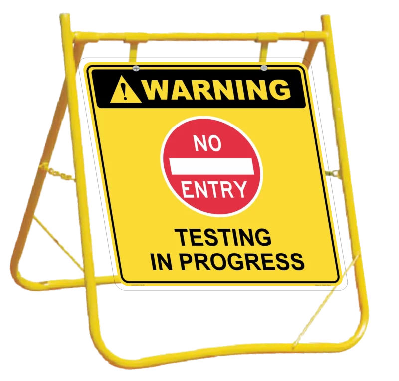 No Entry Testing in Progress Sign with Stand Combo A400346