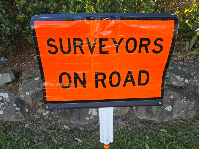 Surveyors On Road Reflective Roll Up Banner A4054