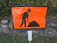 Workmen Ahead Reflective Roll Up Banner A4055