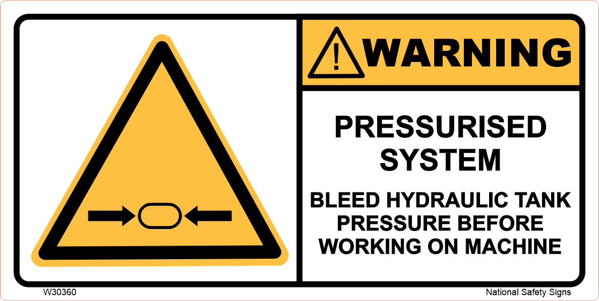 Pressurised System Warning Stickers W30360