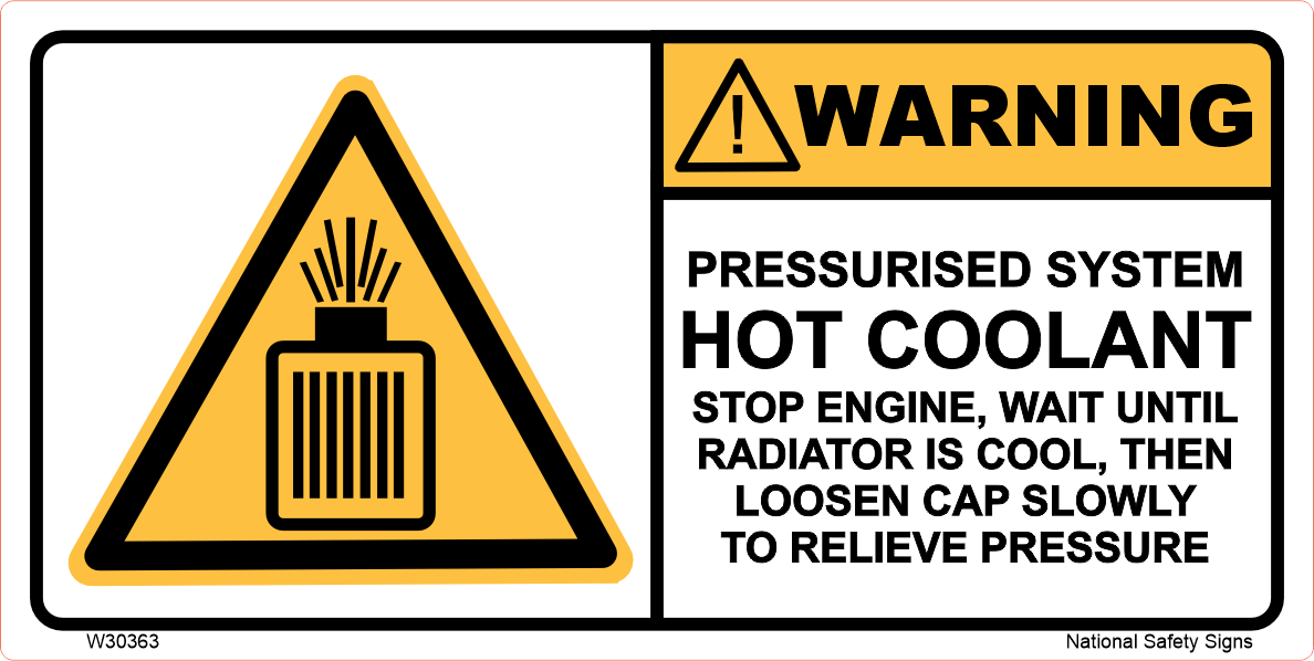 Hot Coolant Warning Stickers W30363