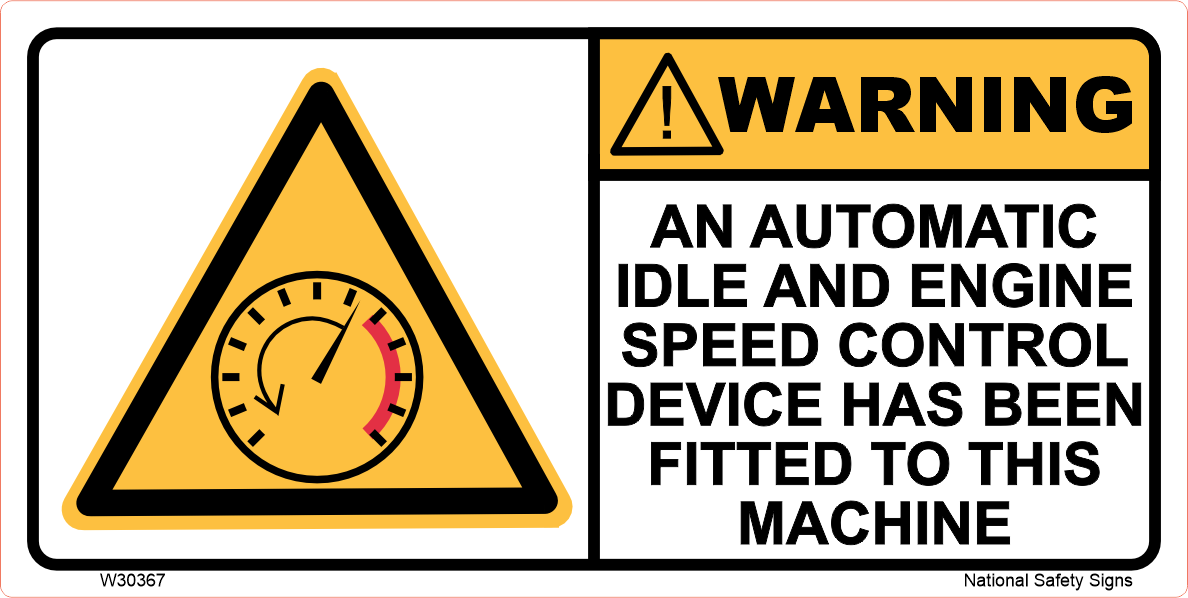 Automatic Idle and Engine Speed Control Warning Stickers W30367