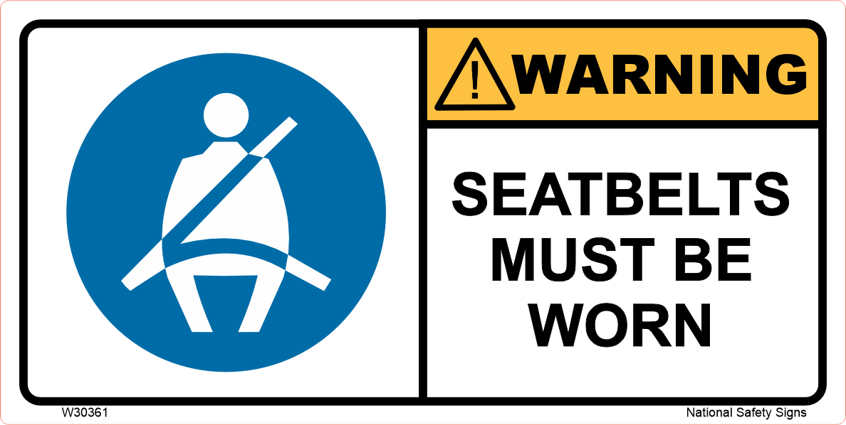Seatbelts Must Be Worn Warning Stickers W30361