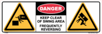 Keep Clear of Swing Area Danger Sticker D10404