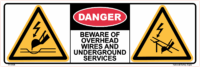Beware of Overhead Wires Danger Sticker D10408