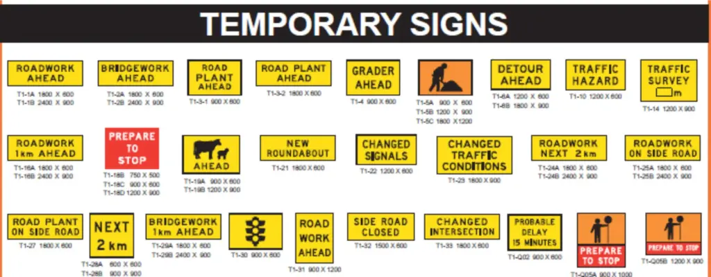 Temporary Traffic Signs